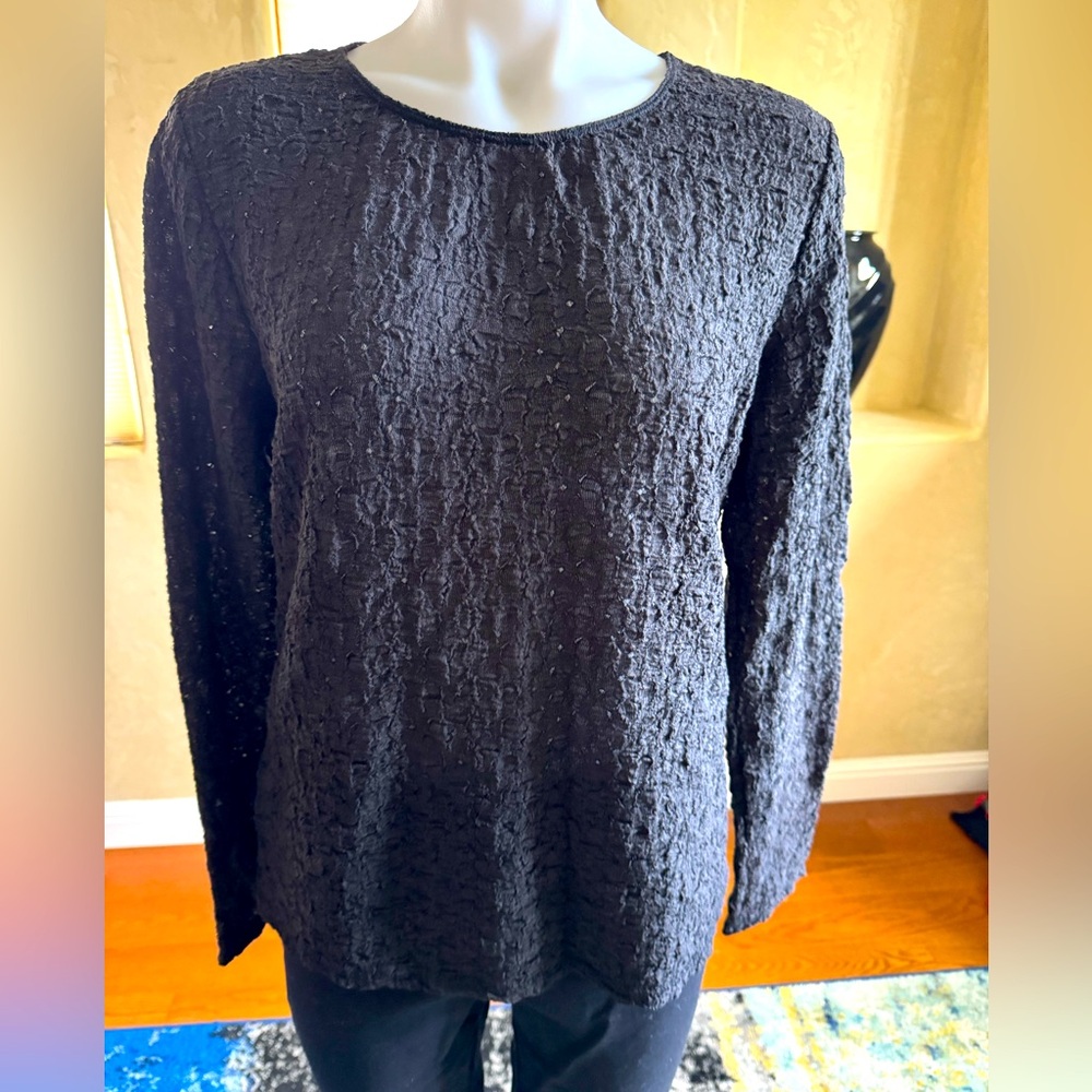 White Stag sheer black top long sleeve Sz Large 12/14